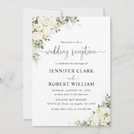 Elegant vit blomsterbröllopsmottagning inbjudan