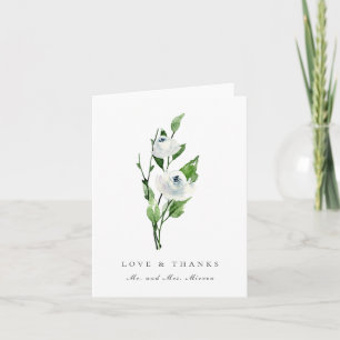 Elegant vit blomsterbukett bröllop tack kort