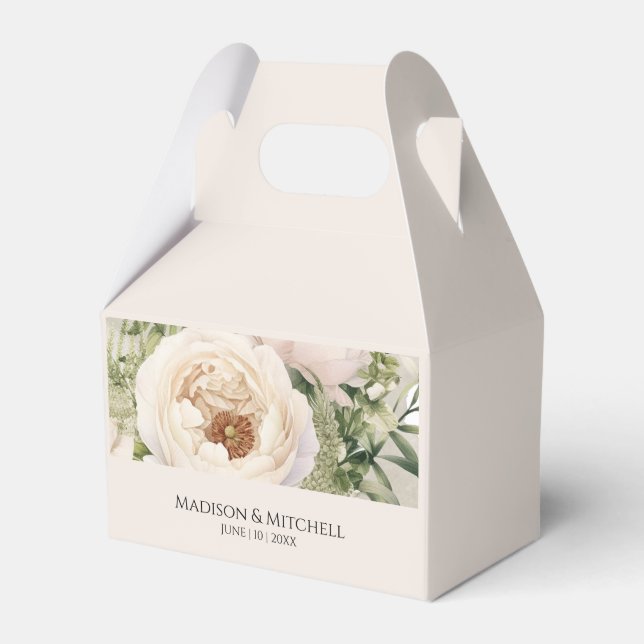 Elegant vit blomsterbukett vattenfärg  presentaskar (Framsidan Sidan)