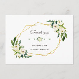 Elegant vit blomsterguld ram Bröllop tack