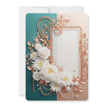 Elegant vit blomsterguldram av rosémetall