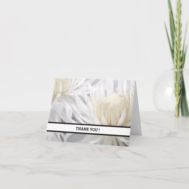 Elegant vit blomsterkort tack – Anpassningsbar Kort (Framsida)