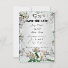Elegant vit blomsterlig Save The Date-kort Inbjudningar