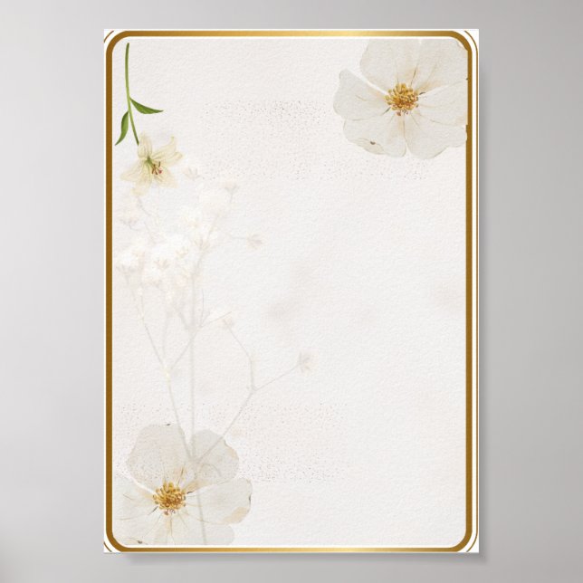 Elegant vit blomstermotiv väggkonsttryck | Minimal Poster (Framsidan)