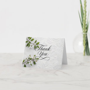 Elegant vit blomsterpräglad textur tack kort