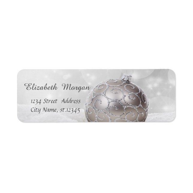 Elegant vit boll, snö returadress etikett (Framsidan)