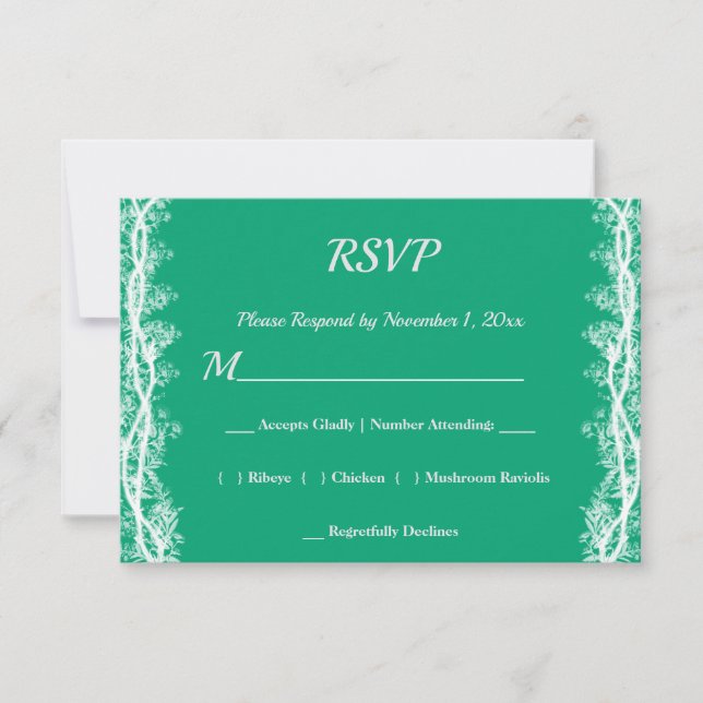 Elegant vit botanisk kant bröllop RSVP-kort OSA Kort (Framsida)