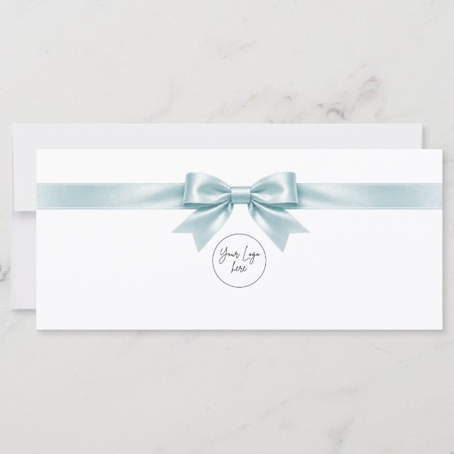 Elegant vit bow logotyp gåvokort (Framsida)