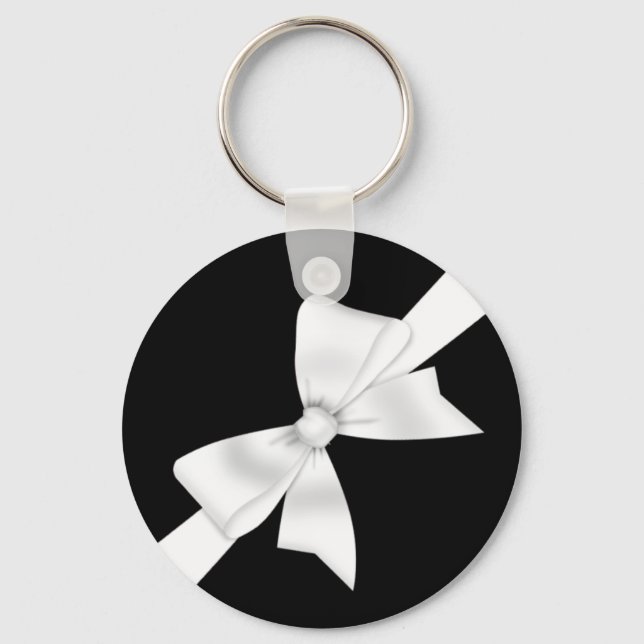 Elegant Vit Bow Nyckelring (Framsida)