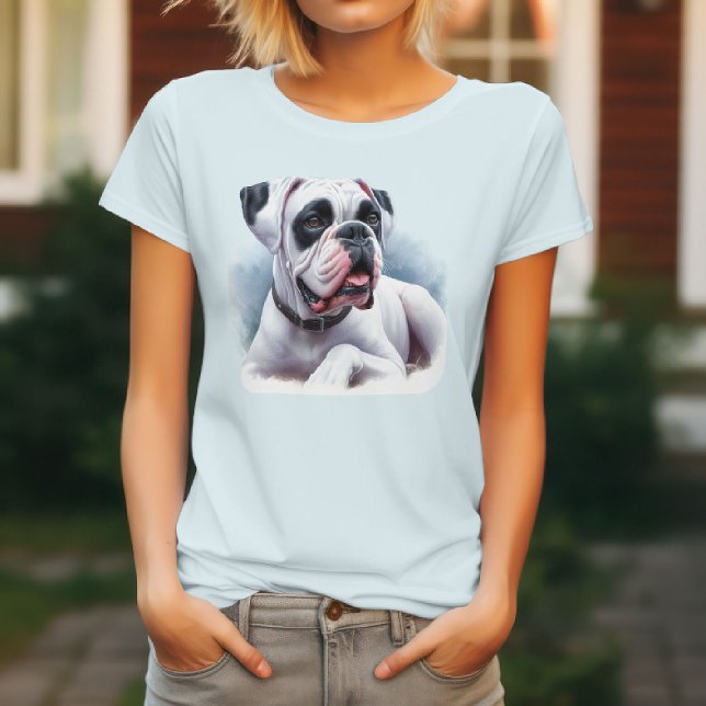 Elegant vit boxerhund – akvarellstil t shirt (Skapare uppladdad)