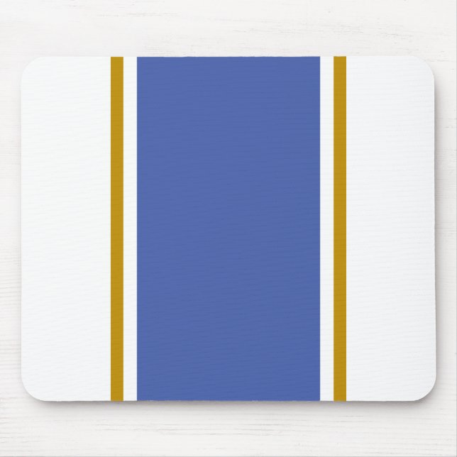 Elegant Vit bred Mellanblå Rand Musmatta (Framsidan)