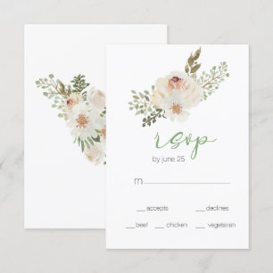 Elegant vit bröllops-RSVP-kort med blommor OSA Kort