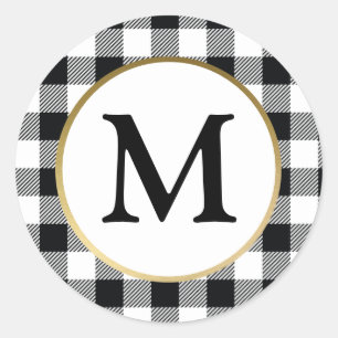 Elegant Vit Buffalo Pput Initial Monogram Runt Klistermärke