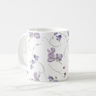 Elegant Vit Chic Lila Blommigt Kaffemugg