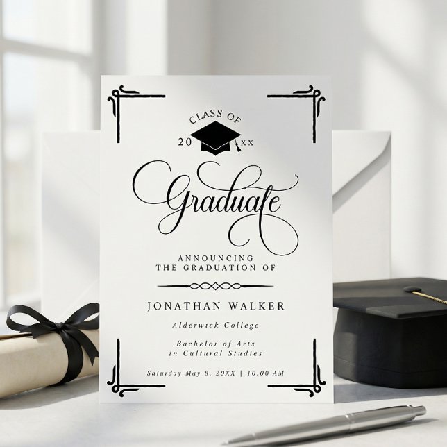 Elegant vit collegeexamen för akademiker meddelande (Skapare uppladdad)