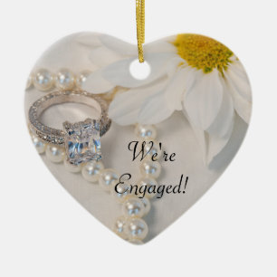 Elegant Vit Daisy Vi är engagerade Julgransprydnad Keramik