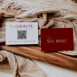 Elegant vit djupröd Burgundy QR-kod bröllop OSA Kort
