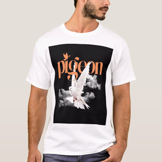 Elegant Vit Duva T Shirt (Framsida)