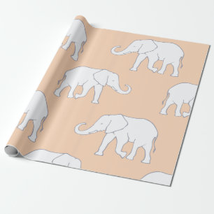Elegant vit elefantmönster på mjuk pastell presentpapper