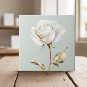 Elegant, vit elfenben ro faux guld kakelplatta