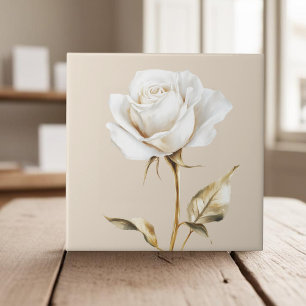 Elegant, vit elfenben ro faux guld kakelplatta