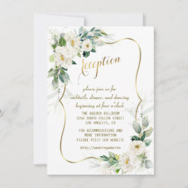 Elegant vit elfenbensvit blomster guld bröllopsmot inbjudningar