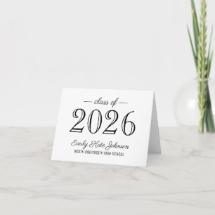 Elegant vit examenklass 2026 tack kort
