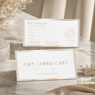 Elegant vit & falsk guld folie presentcertifikat