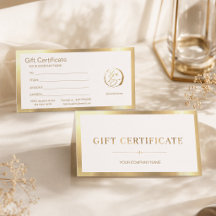 Elegant vit & falsk guld folie presentcertifikat