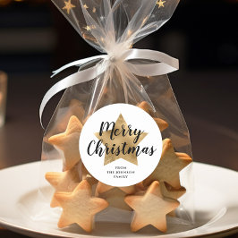 Elegant vit falsk guldstjärna God Jul  Runt Klistermärke