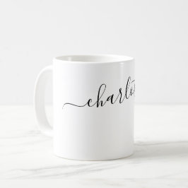 Elegant vit färg modernt namn personligt kaffemugg