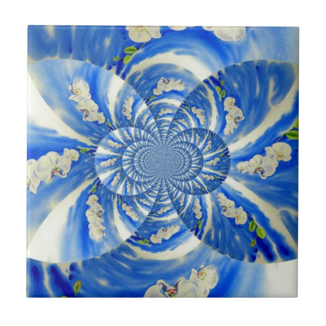 Elegant vit färgsfärg för orkidé kakelplatta (Framsidan)