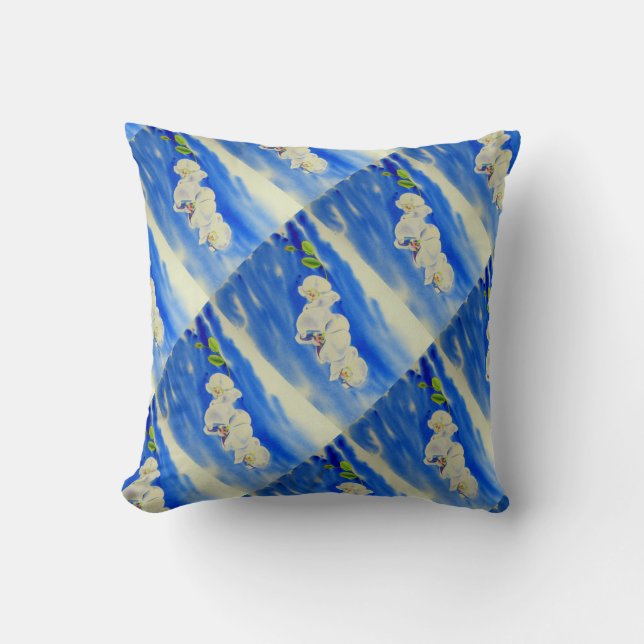 Elegant vit färgsfärg för orkidé kudde (Framsida)