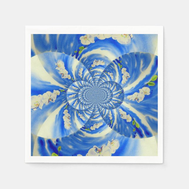 Elegant vit färgsfärg för orkidé pappersservett (Framsidan)