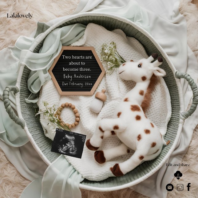 Elegant vit giraff graviditet annons  julkort (Skapare uppladdad)