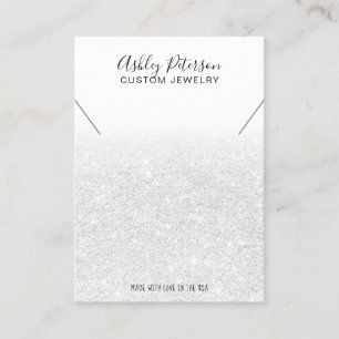 Elegant vit glitter-smyckerhalsband visning visitkort