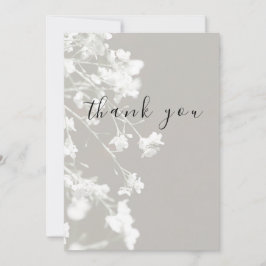 Elegant vit grå blomsterflat tackkort tack kort