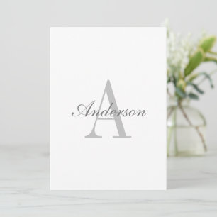 Elegant Vit & Grå Monogram Inbjudningar