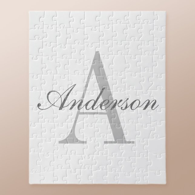 Elegant vit & grå monogram pussel (Skapare uppladdad)