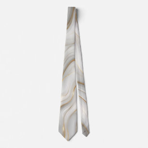Elegant vit grå och guld marmor virvel lyx slips