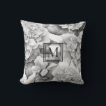 Elegant vit grått blommigt vattenfärgsmonogram kudde<br><div class="desc">Elegant vit grått svart blommigt vattenfärg anpassar mongrammade kuddar. - anpassa den genom att lägga till din egen text. Underbar presentidé för särskilda tillfällen eller blommigtens entusiast!</div>