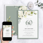Elegant Vit Grått Grönt Blommigt 60 födelsedagar Inbjudningar<br><div class="desc">Säg hej till din 60:e i stil med denna fantastiska Elegant White Grått Grönt Blommigt Script 60:e födelsedagsinbjudan! Med en utomordentlig bukett av mjuka vita blommor av grått-grönt och botaniskt grönt, anger det här lyxiga kortet perfekten för ditt speciella firande. Den elegant handskriven kalligrafi erbjuder sofistikering och modernitet när du...</div>