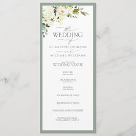 Elegant Vit Grått Grönt Blommigt Vattenfärg Program