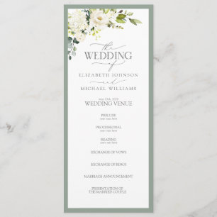 Elegant Vit Grått Grönt Blommigt Vattenfärg Program