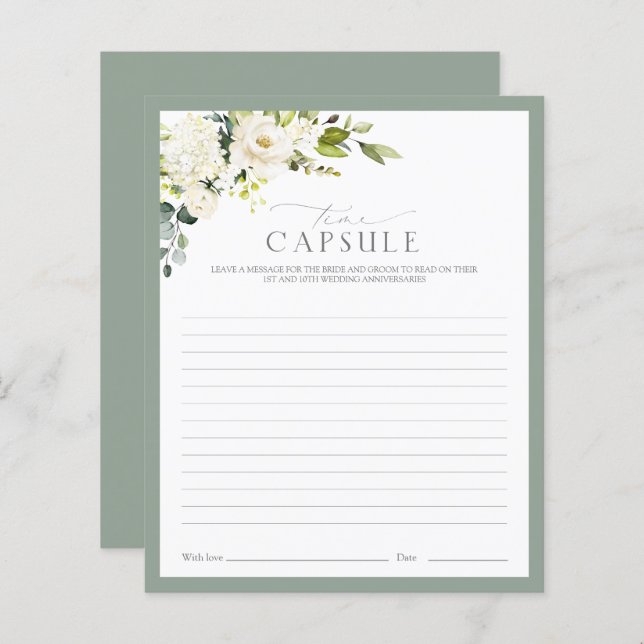 Elegant Vit Grått Grönt Tidtagning för bildspel (Fram/baksida)