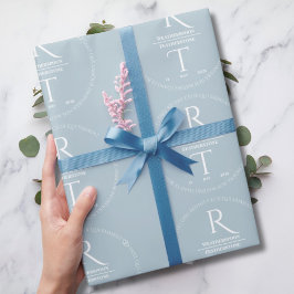 Elegant Vit Grått Monogram Bröllop Wrapping Papper Presentpapper