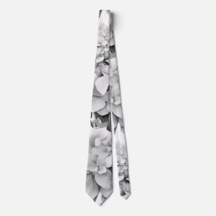 Elegant vit grått svart blommigt, vattenfärg slips