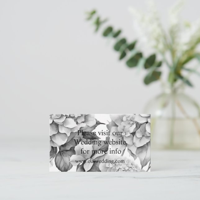 Elegant vit grått svart blommigt, vattenfärg tilläggskort (Stående Fram)