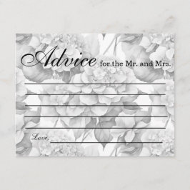 Elegant vit grått svart blommigt, vattenfärg tilläggskort