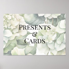 Elegant, vit grönt, blommigt bröllop poster